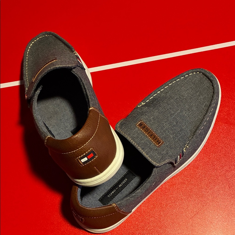Tommy Hilfiger Men's Denim and Leather Boat Shoes